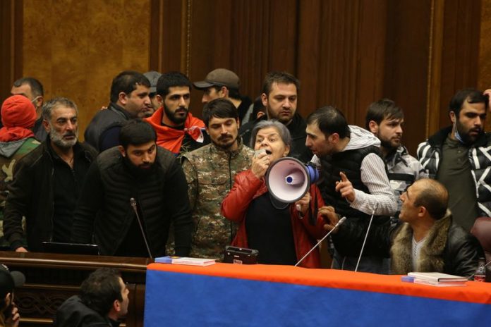 People storm the government house in Yerevan