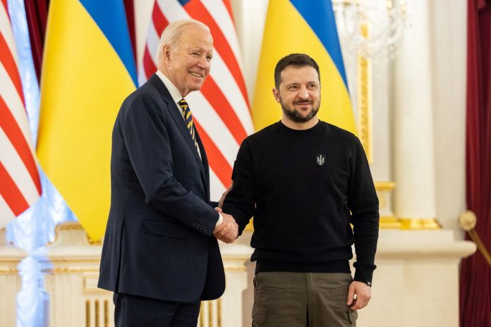 Ukraine's President Volodymyr Zelenskiy and U.S. President Joe Biden