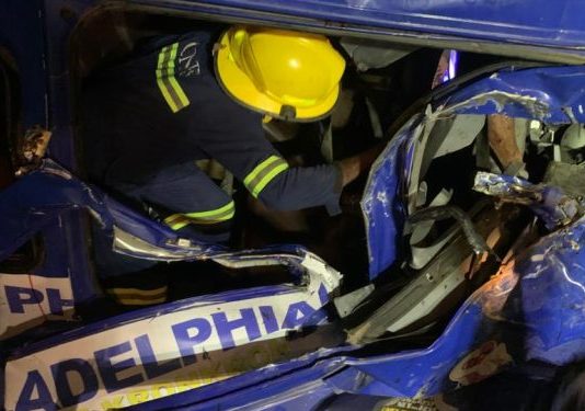 Ghana National Fire Service rescues 2 trapped victims in pre-dawn crash at Asankare