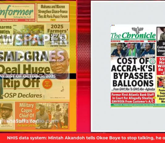 Ghana Newspaper Headlines: October 31, 2025; Osei Assibey Slapped With GHc800m Bail