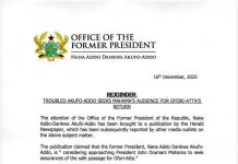 Former President Akufo-Addo reveals he has not engaged Prez. Mahama over Ofori-Atta case