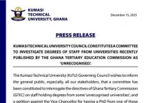 Kumasi Technical University sets up committee to investigate unrecognised degrees, VC petition