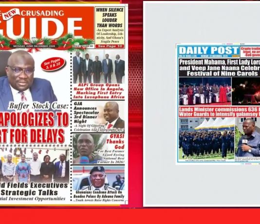 Ghana Newspaper Headlines: December 22, 2025; Justmoh Ordered To Pay APSL $33.3m