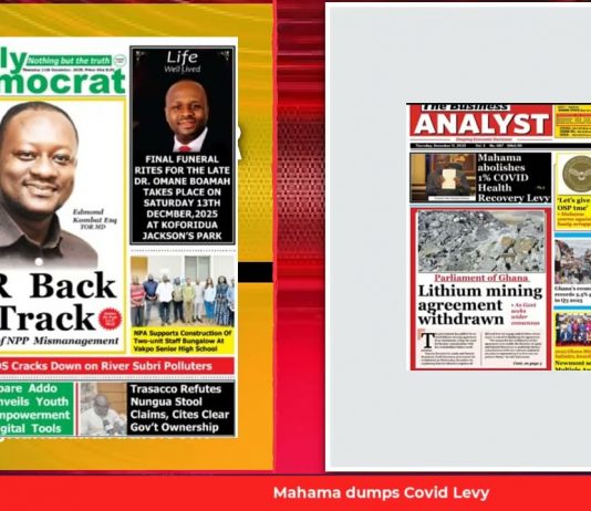 Ghana Newspaper Headlines: December 11, 2025; Gov’t withdraws 5% Lithium deal