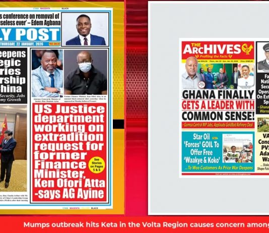 Ghana Newspaper Headlines: January 22, 2026; Non-traditional Exports Up 41%