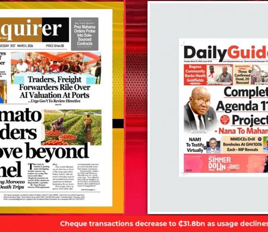 Ghana Newspaper Headlines: March 31, 2026; Anti-Gay Bill Not Ghana’s Priority – Mahama