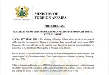 Government of Ghana repatriates 327 nationals stranded in Côte d’Ivoire
