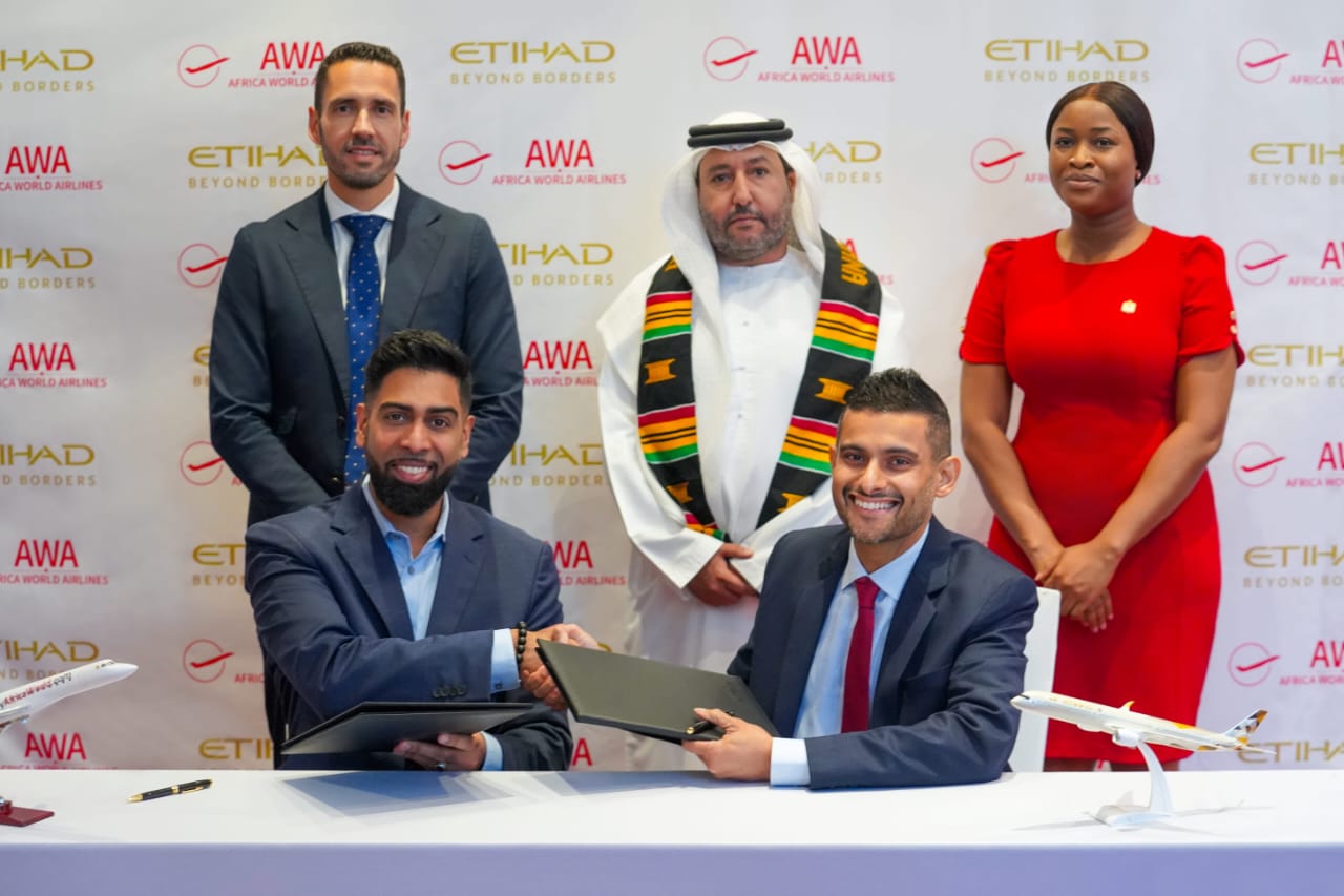 Etihad Airways and Ghana-based Africa World Airlines sign deal to expand passenger and cargo links
