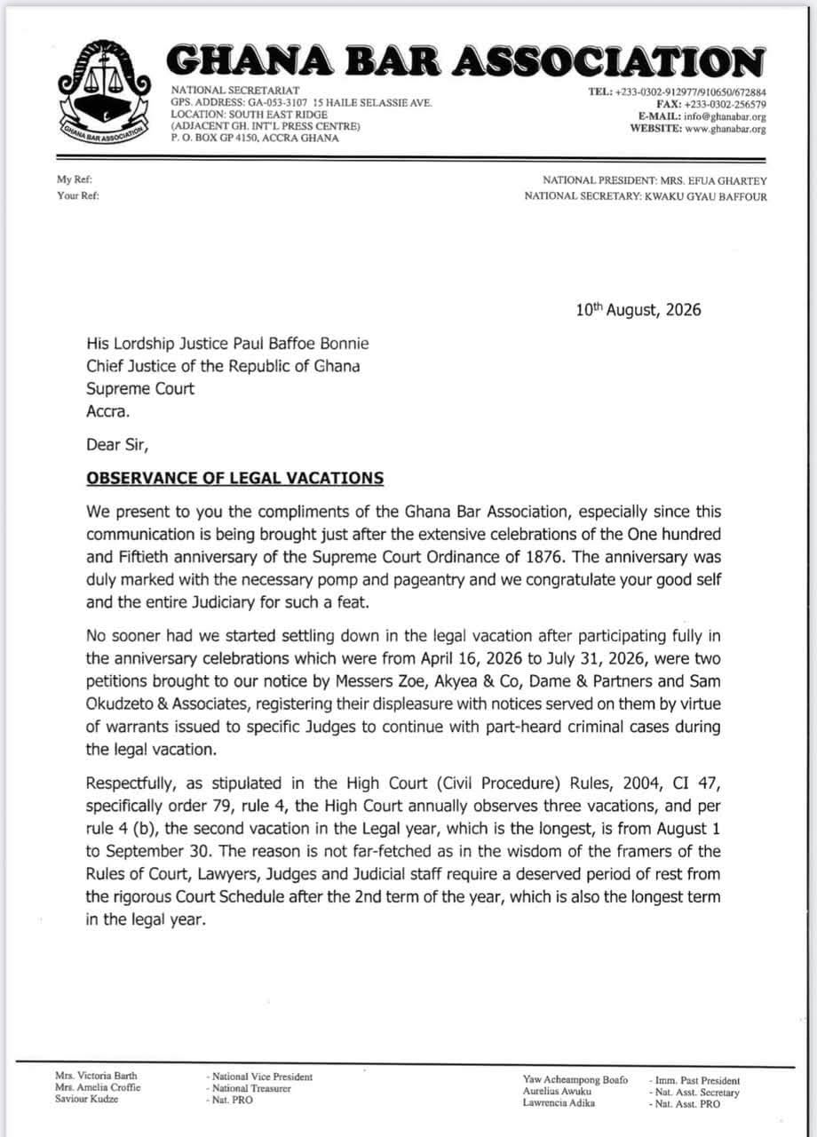 GBA backs Adu Boahen’s lawyers says not to force lawyers to appear in court during legal vacation
