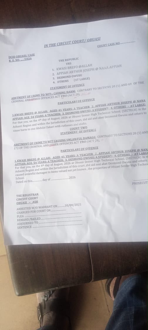 Three persons remanded over assault of Obuasi Senior High Technical School