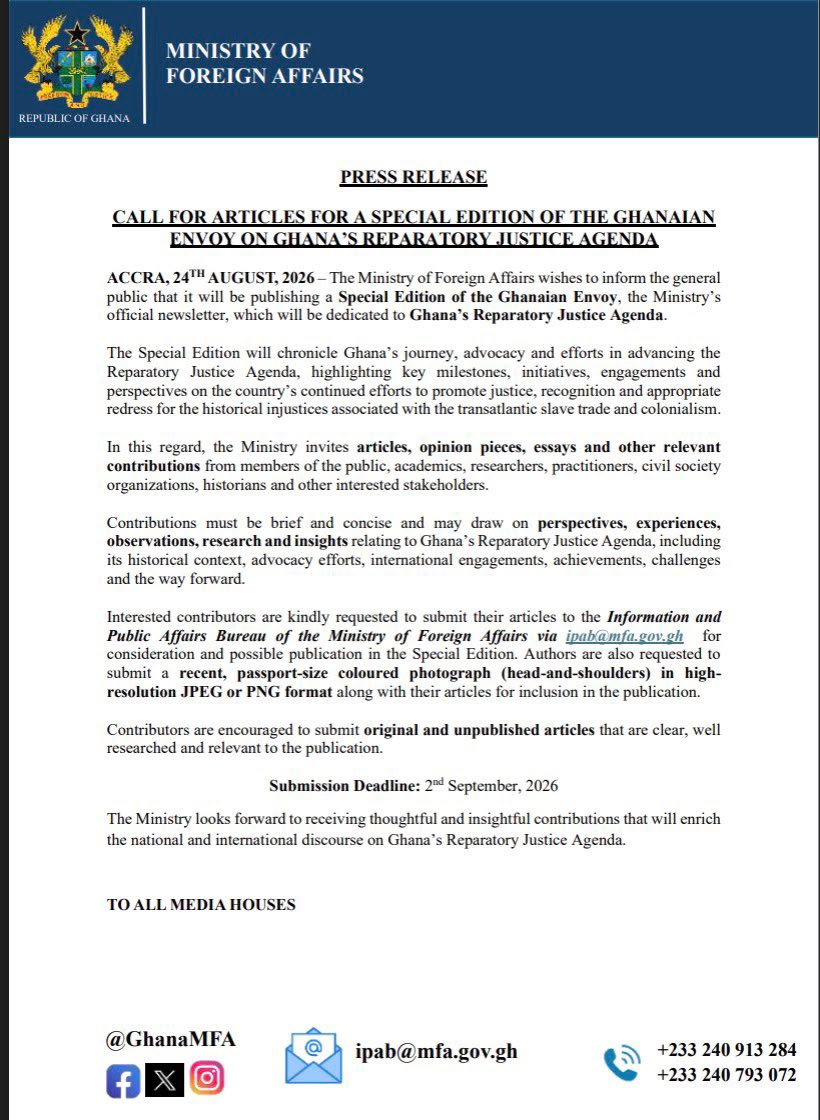 Ghana strengthens its reparatory justice advocacy