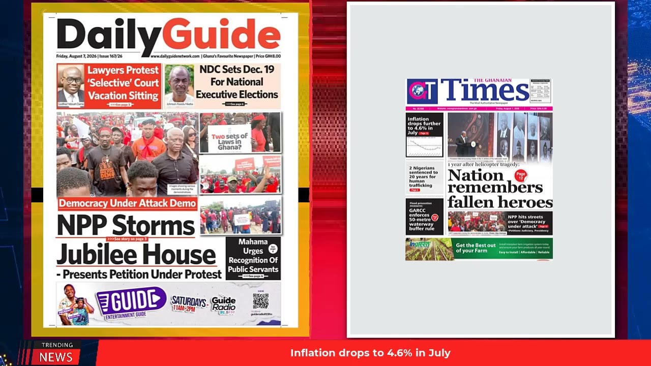 Ghana Newspaper Headlines: August 7, 2026; Police bust $6.92m cocaine haul in Tema