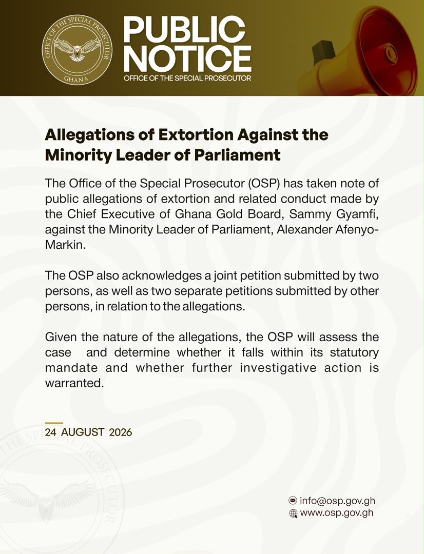 OSP to Assess Extortion Allegations Against Minority Leader