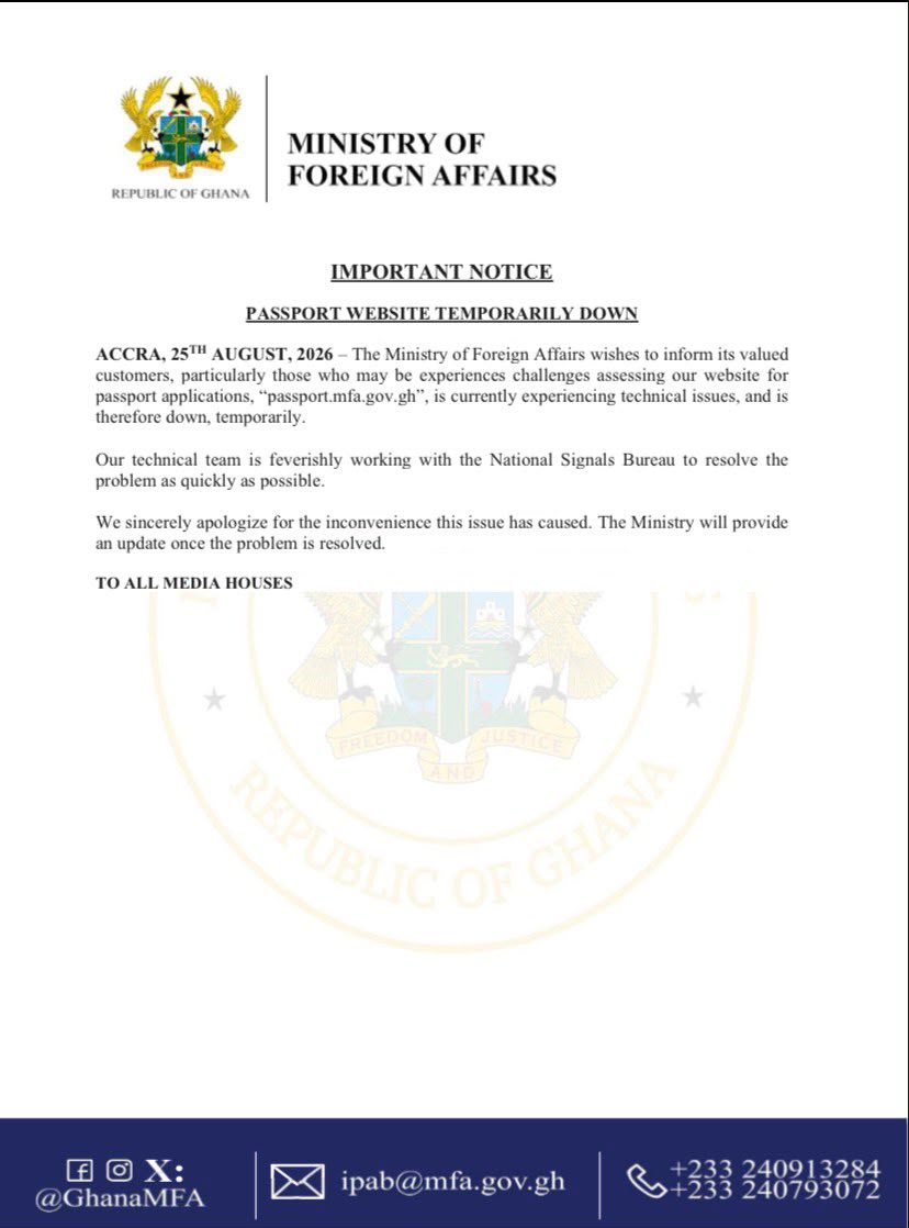 Passport application website temporarily unavailable